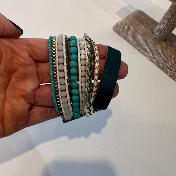 Victoria Emerson Stack Bracelet Turquoise and White - Picture 1 of 3